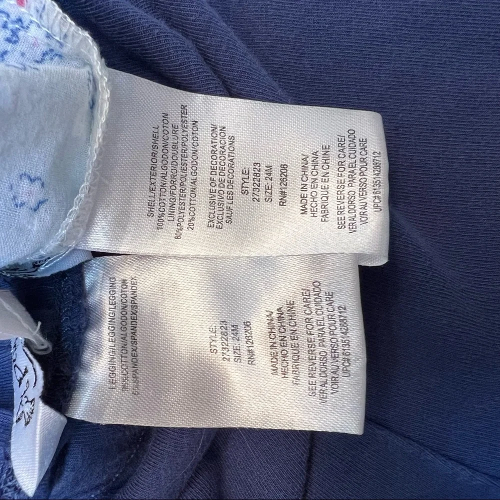 PIPPA & JULIE 2PC OUTFIT PEPLUM TOP NAVY LEGGINGS 24MO